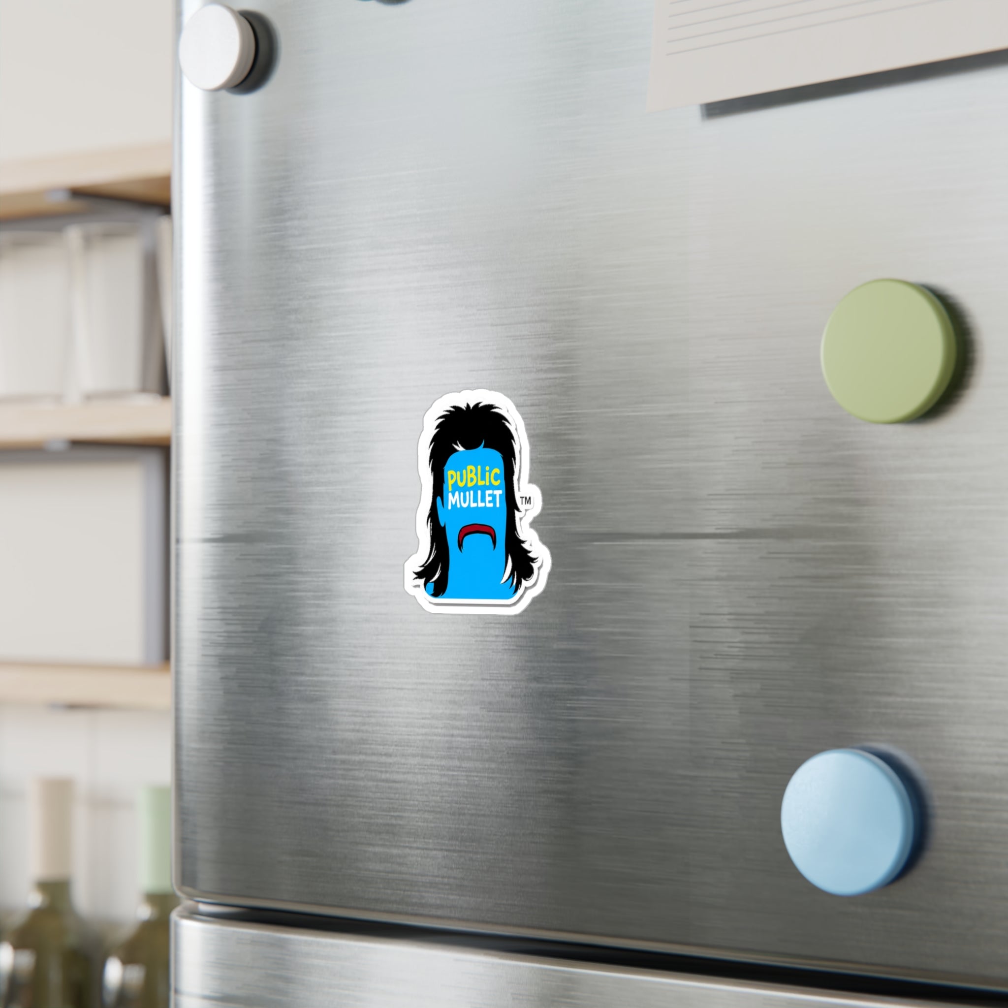 Public Mullet Face Sticker — Kiss-Cut Vinyl Decal